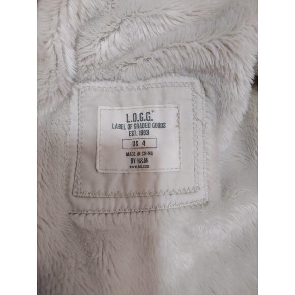Sherpa Lined White Tie Closure Cozy Winter Coat Womens 4 H&M - Picture 9 of 13